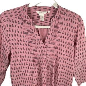 Sundance Pink Ikat Print Cotton Shirt PS Small Roll Sleeve Tunic Blouse